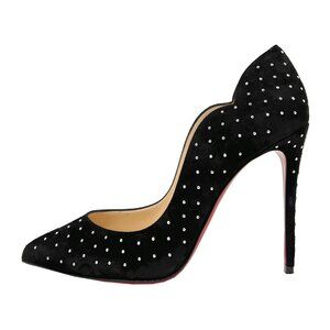 Christian Louboutin Hot Chick Plume 100 Suede Studded Pumps Black 38